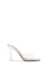 Load image into Gallery viewer, Demie Clear Strap Mule Heels - Silver