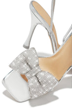 Load image into Gallery viewer, Ciela Lace Up Embellished Bow Heels - Silver