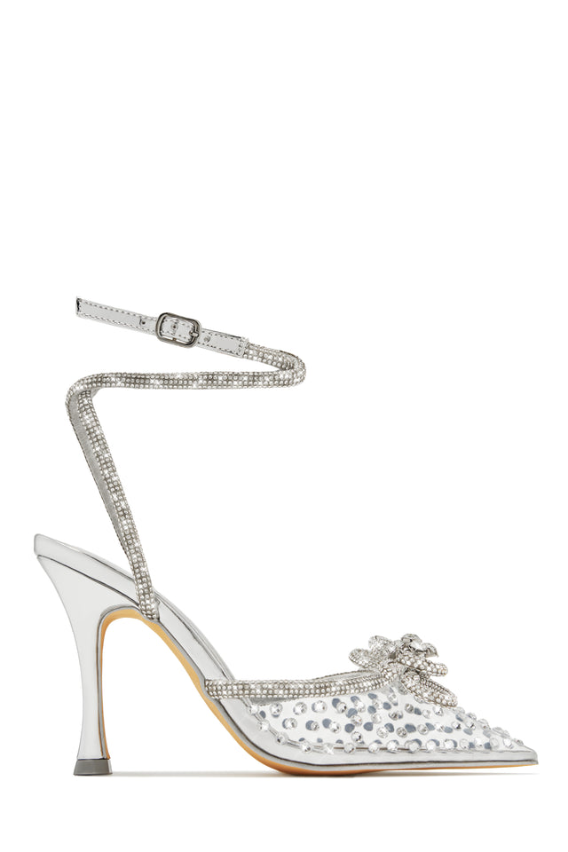 Load image into Gallery viewer, Elina Embellished Ankle Strap Pumps - Silver