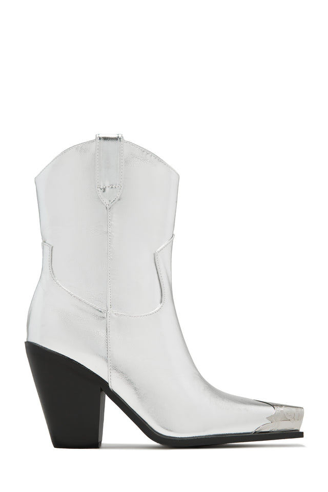 Load image into Gallery viewer, Reba Western Cowgirl Ankle Boots - Silver