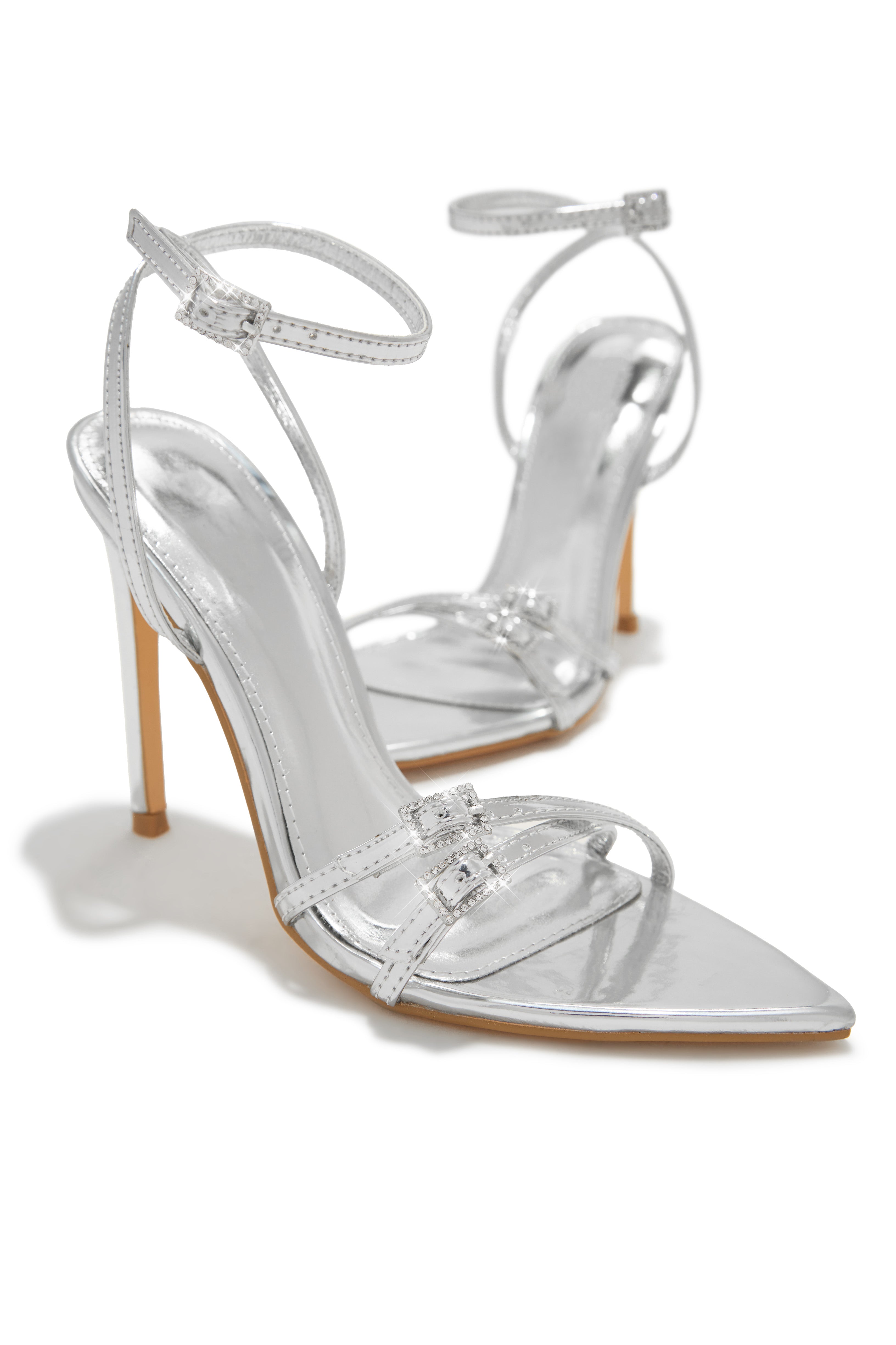 Miss Lola | Glamorous Party Silver Embellished High Heels Miss Lola | Glamorous Party Silver Embellished High Heels