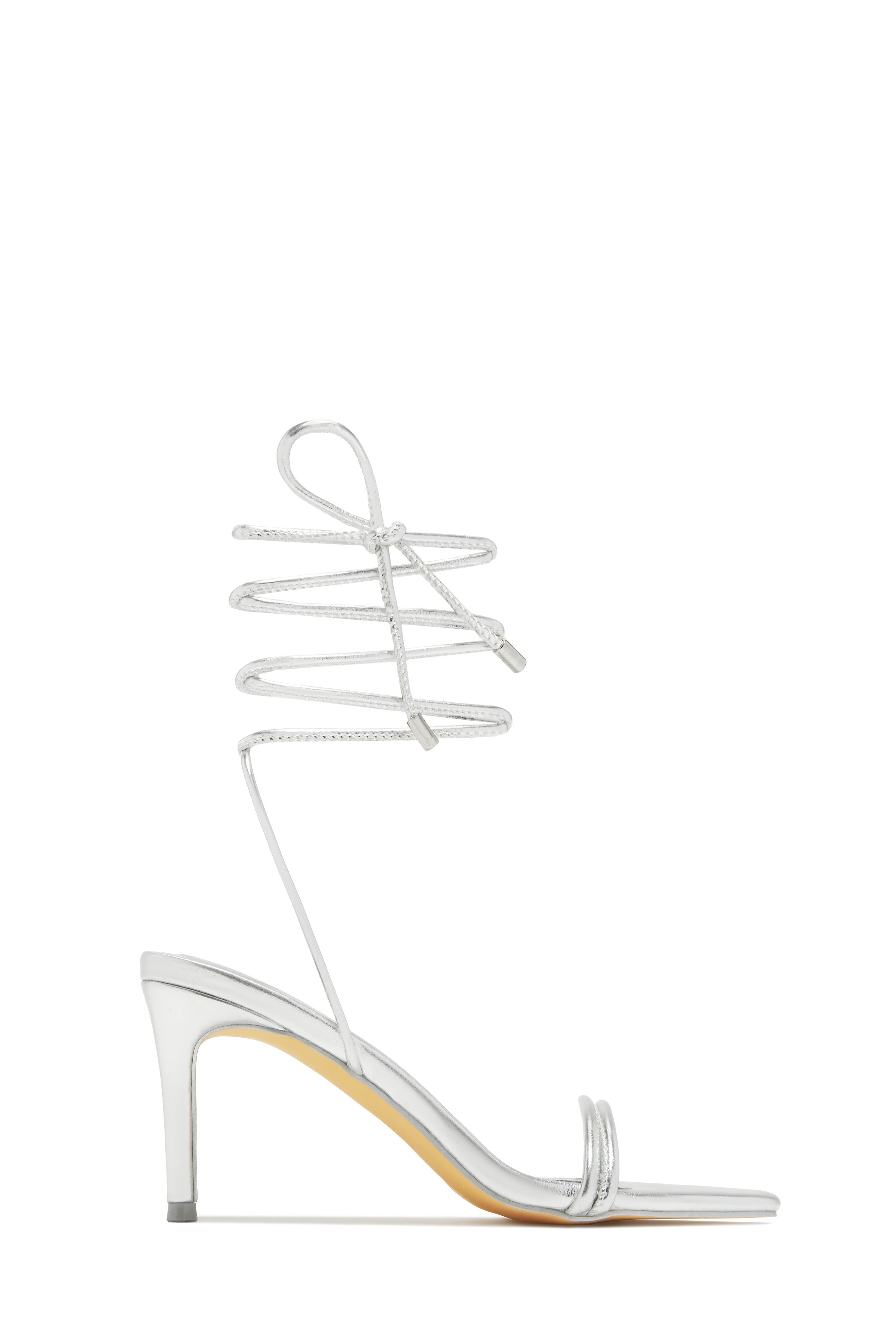 Miss Lola | Ashantii Silver Lace Up Mid Heels – MISS LOLA