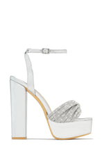 Load image into Gallery viewer, Arianna Embellished Platform Block Heels - Silver
