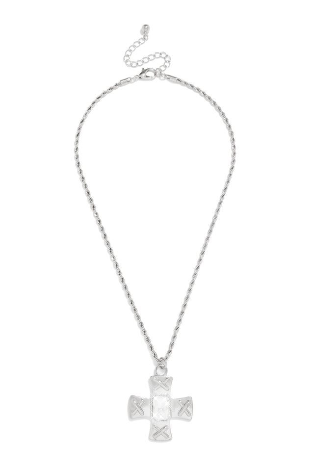 Load image into Gallery viewer, Silver Bling Cross Necklace
