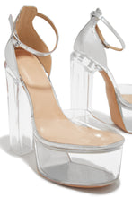 Load image into Gallery viewer, Adore Me Ankle Strap Platform Block High Heels - Silver