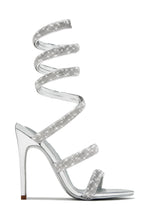 Load image into Gallery viewer, Gianna Embellished Around The Ankle Coil Heels - Silver