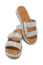 Load image into Gallery viewer, Maldives Island Embellished Platform Slip On Sandals - Silver