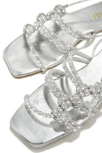 Load image into Gallery viewer, Ibiza Nights Embellished Lace Up Sandals - Silver