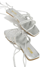 Load image into Gallery viewer, Ibiza Nights Embellished Lace Up Sandals - Silver