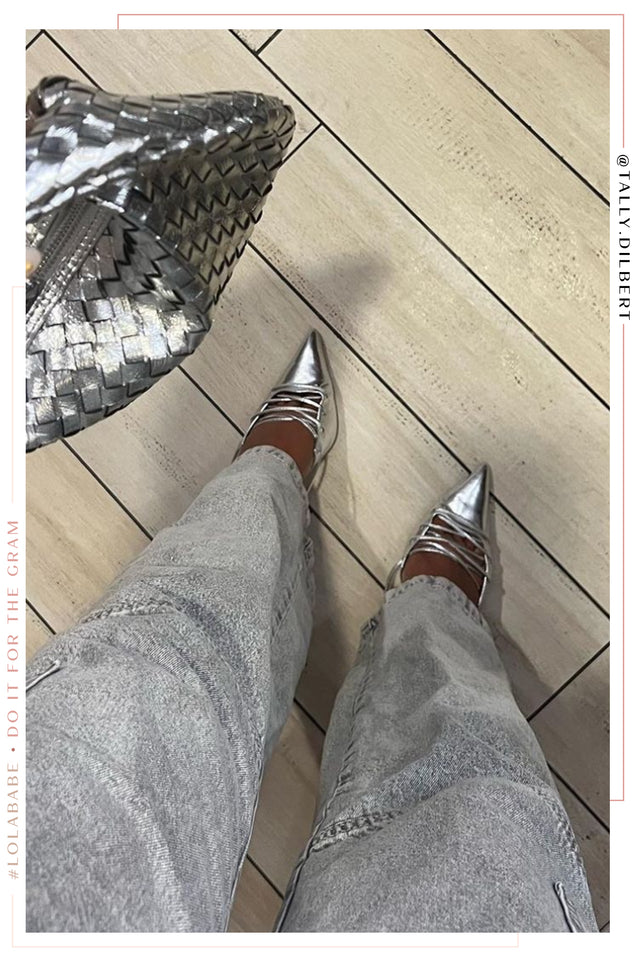 Load image into Gallery viewer, Simone Lace Up High Heel Pumps - Silver