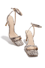 Load image into Gallery viewer, Viana Ankle Strap Mid Heels - Snake