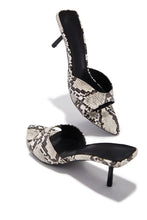 Load image into Gallery viewer, Myra Mid Heel Mules - Snake