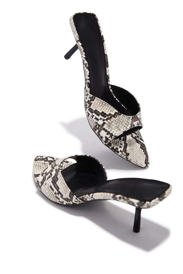 Load image into Gallery viewer, Myra Mid Heel Mules - Snake