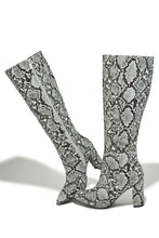 Load image into Gallery viewer, Fine Time Block Heel Knee High Boots - Snake