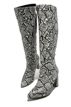 Load image into Gallery viewer, Fine Time Block Heel Knee High Boots - Snake
