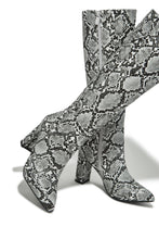 Load image into Gallery viewer, Fine Time Block Heel Knee High Boots - Snake