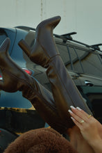 Load image into Gallery viewer, Fine Time Block Heel Knee High Boots - Brown