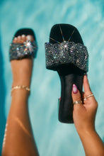 Load image into Gallery viewer, Long Weekend Ready Embellished Slip On Sandals - Black