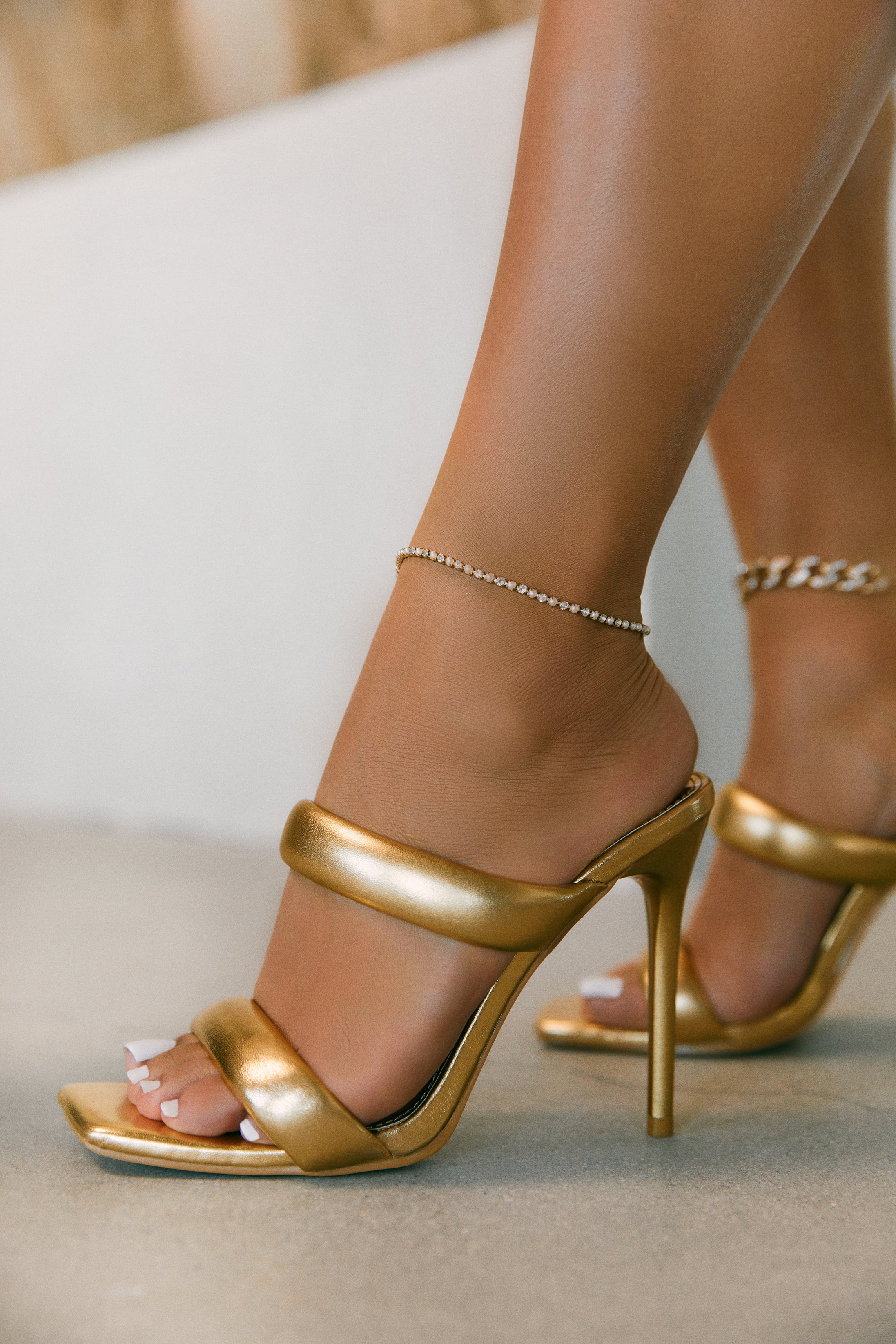 Stassie Single Sole High Heel Mules Gold