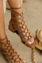 Load image into Gallery viewer, Summer Getaway Lace Up Gladiator Sandals - Natural