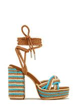 Load image into Gallery viewer, Tan Lace Up Chunky Platform Heels