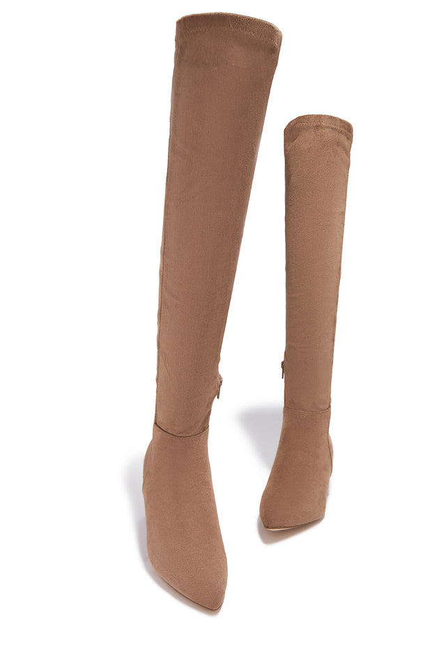 Load image into Gallery viewer, New Moon Over The Knee Block Heel Boots - Taupe