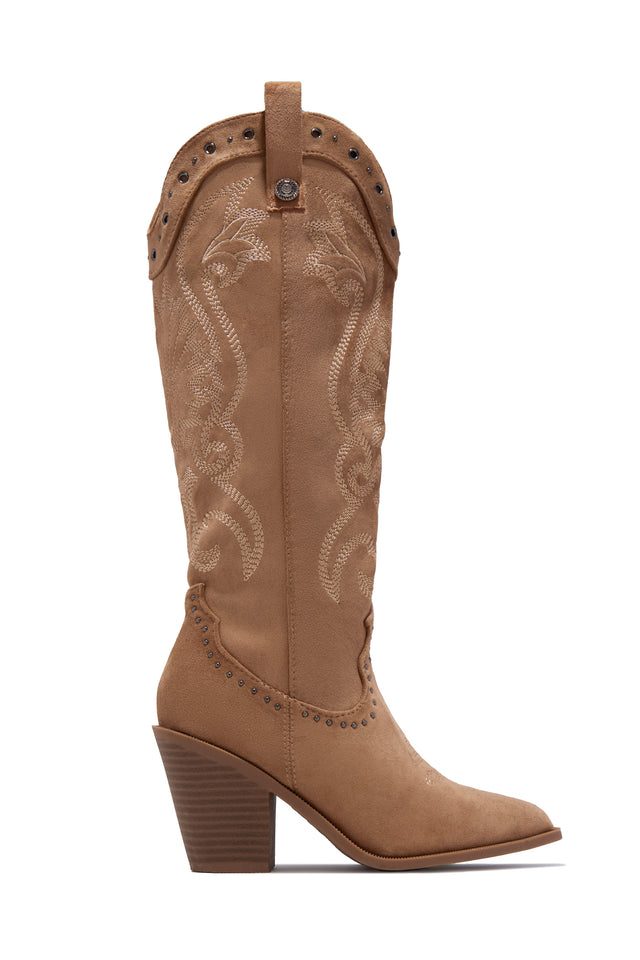 Load image into Gallery viewer, Festival Season Cowgirl Boots - Camel Suede