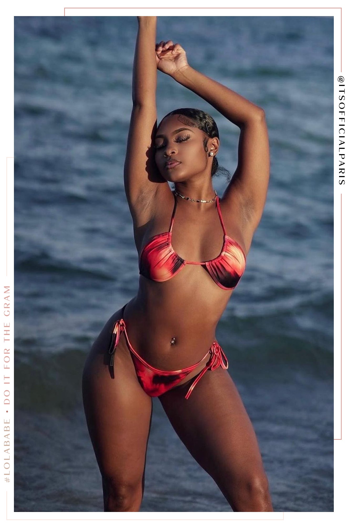 Miss Lola  Isarya Red Multi Two Piece Bikini Set – MISS LOLA