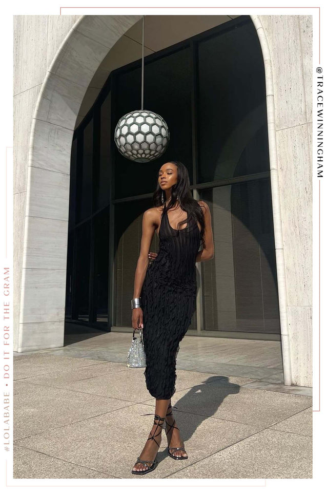 Load image into Gallery viewer, Evette Halter Neck Midi Dress - Black