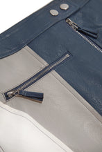 Load image into Gallery viewer, Tyra Color Blocked Moto Mini Skirt - Blue Multi