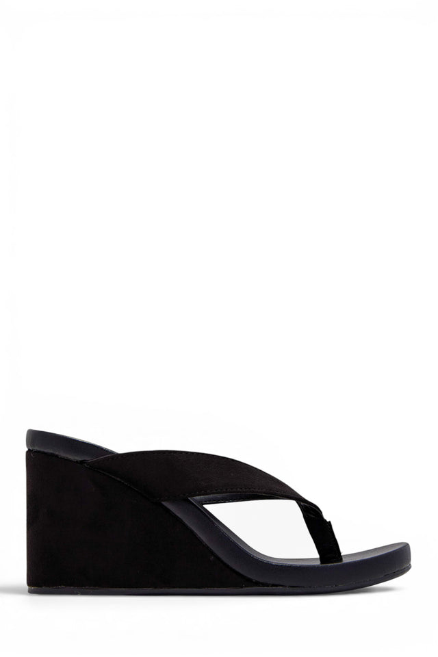 Load image into Gallery viewer, Veronica Slip On Thong Wedges - Black