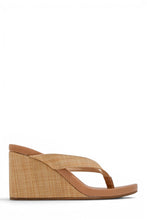 Load image into Gallery viewer, Veronica Raffia Slip On Thong Wedges - Natural
