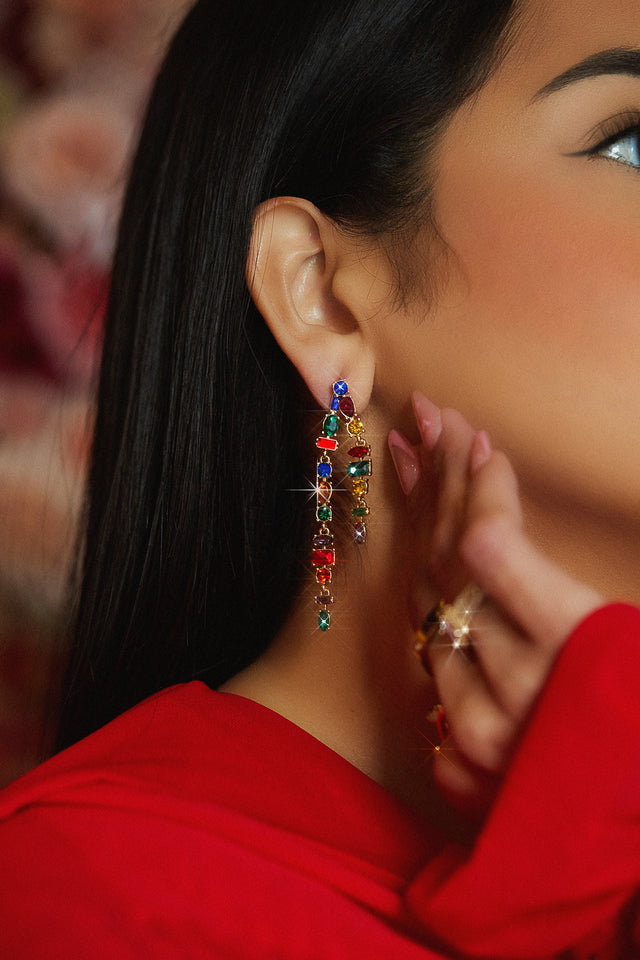 Load image into Gallery viewer, Vico Embellished Dangle Earring - Gold Multi