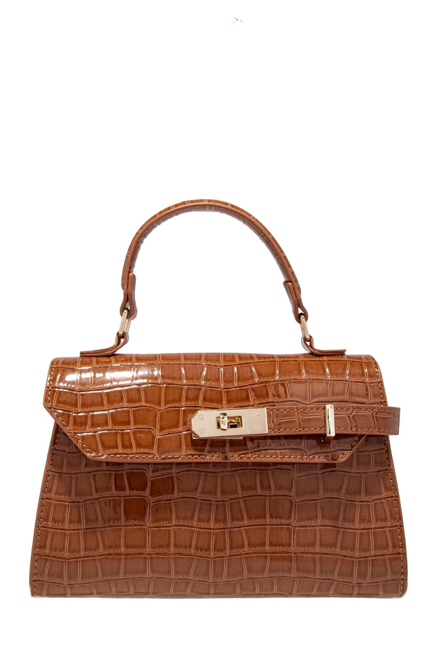 Load image into Gallery viewer, Vivian Croc Embossed Top Handle Crossbody Bag - Tan
