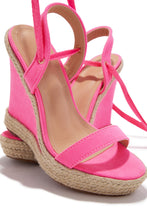 Load image into Gallery viewer, Lucy Platform Lace Up Wedges - Pink