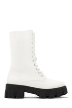 Load image into Gallery viewer, White Lace Up Platform Combat Boots
