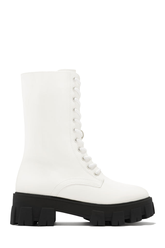 Load image into Gallery viewer, White Lace Up Platform Combat Boots