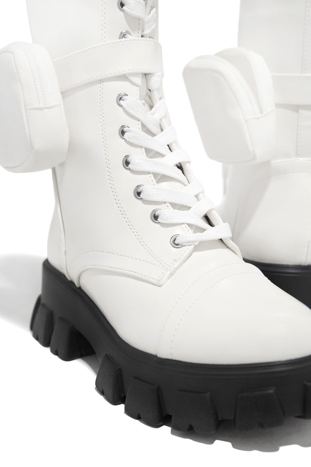 Load image into Gallery viewer, Arctic Chic Flat Combat Boots - White