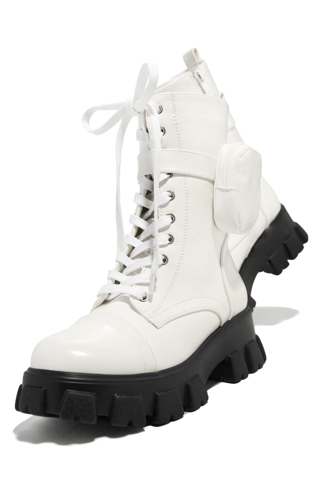 Load image into Gallery viewer, Arctic Chic Flat Combat Boots - White