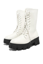 Load image into Gallery viewer, White Lace Up Combat Boots