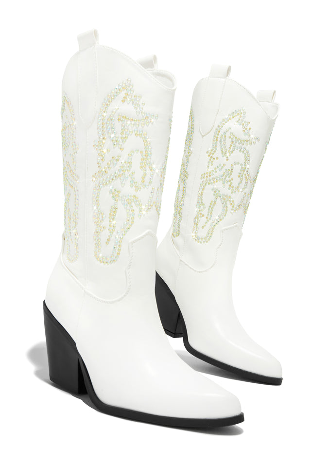 Load image into Gallery viewer, White Rhinestone Boots