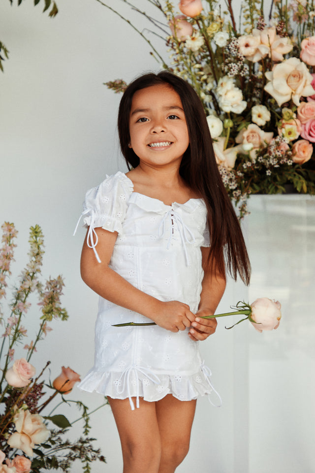 Load image into Gallery viewer, White Eyelet Mini Dress