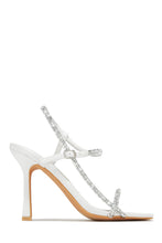 Load image into Gallery viewer, White Embellished Single Sole Open Square Toe Heels