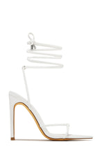 Load image into Gallery viewer, White Lace Up Open Pointed Toe High Heels