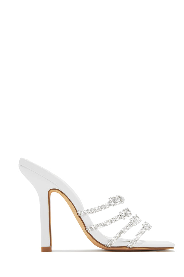 Load image into Gallery viewer, White Single Sole Rhinestone Mules