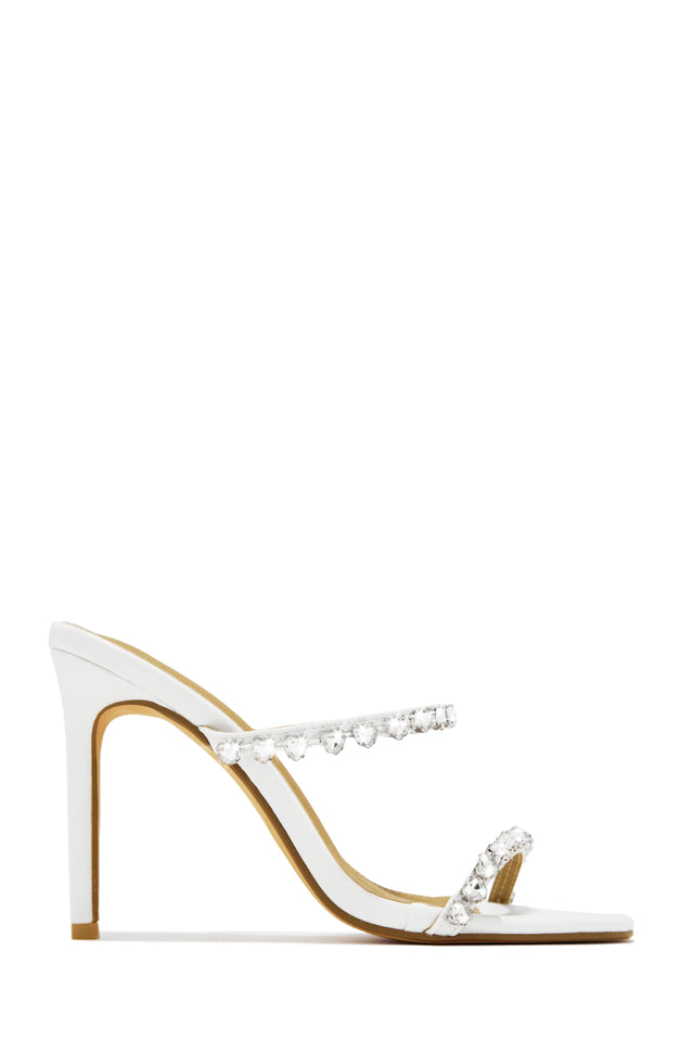 Load image into Gallery viewer, Love Addiction Embellished High Heel Mules - White