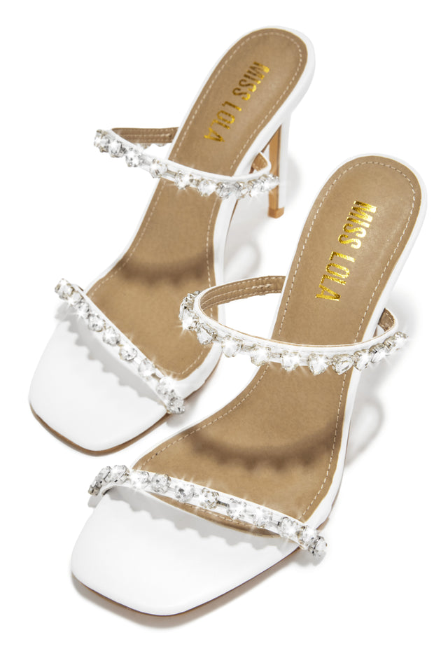 Load image into Gallery viewer, Love Addiction Embellished High Heel Mules - White