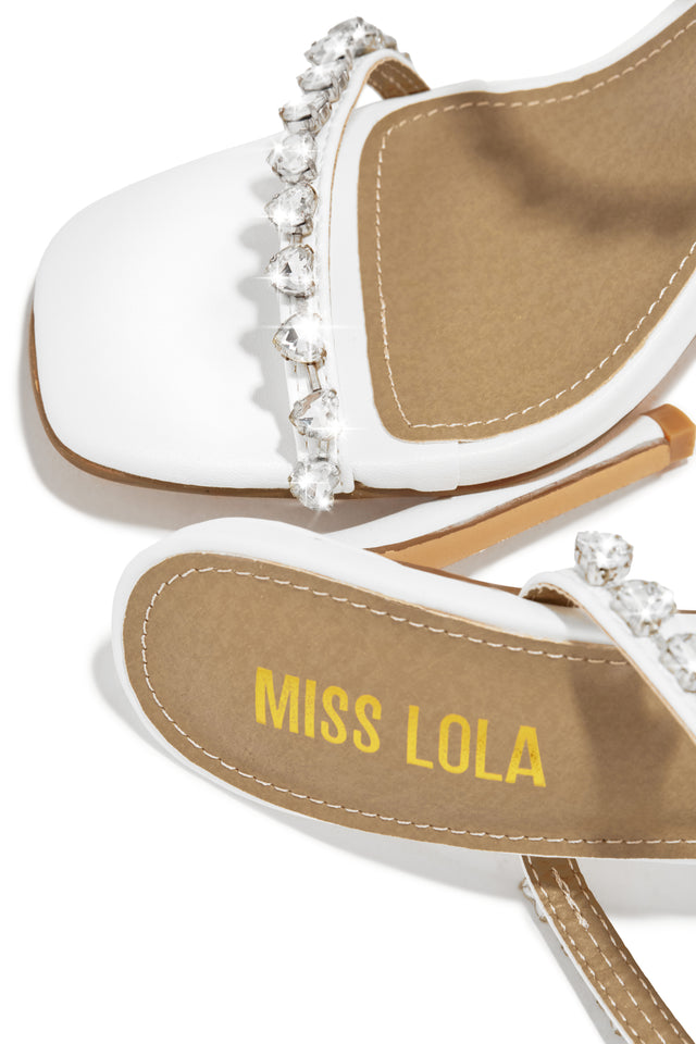 Load image into Gallery viewer, Love Addiction Embellished High Heel Mules - White