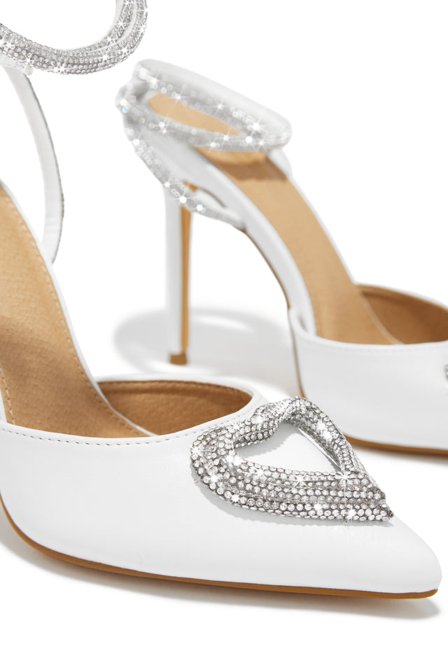Load image into Gallery viewer, All For Love Heart Embellished High Heels - White