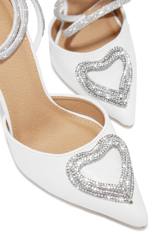 Load image into Gallery viewer, All For Love Heart Embellished High Heels - White